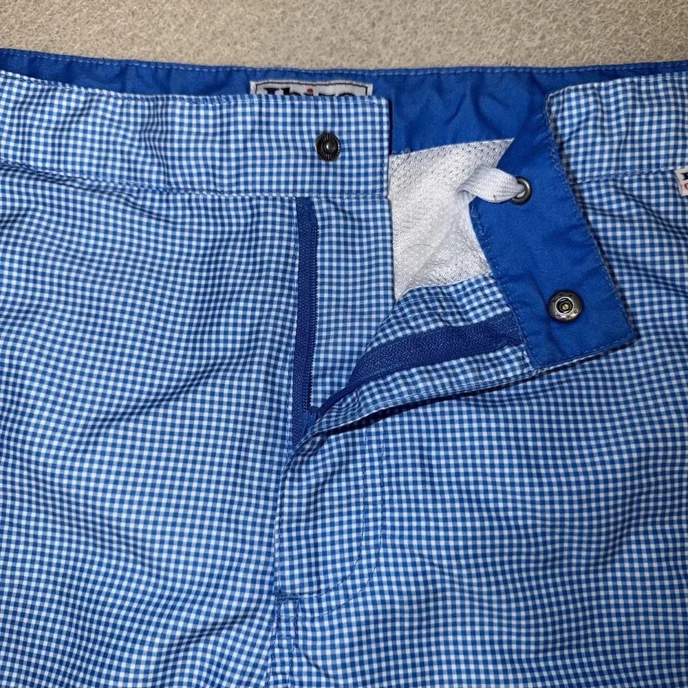 Ibiza Ocean Club Mens Size 36 Mesh Lined Swim Trunks Checked Blue White 6